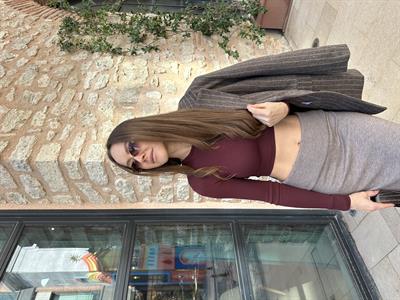 BORDO UZUN KOLLU PAMUKLU CROP TOP 