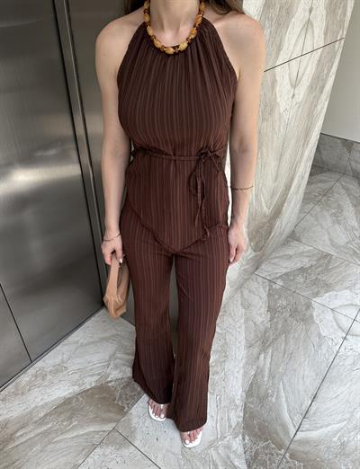 BOYUNDAN BAĞLAMALI KAHVE İKİLİ TAKIM