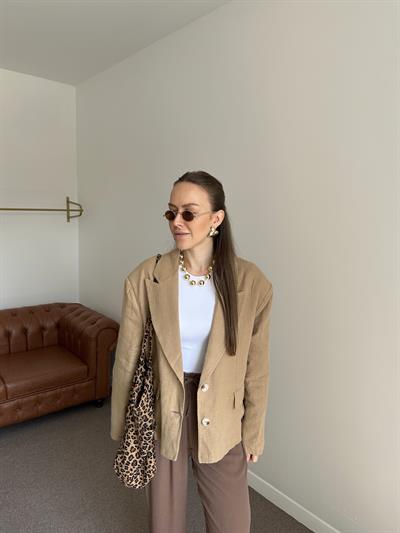 CAMEL ASTARLI %100 KETEN BLAZER CEKET