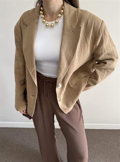 CAMEL ASTARLI %100 KETEN BLAZER CEKET