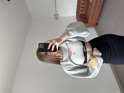 GRİ MELANJ TASARIM CROP SWEAT