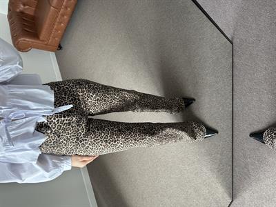 KAHVE LEOPAR DESEN WİDE LEG JEAN