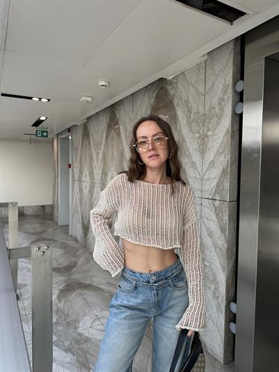 LAYA BEJ ORGANİK TRİKO CROP BLUZ