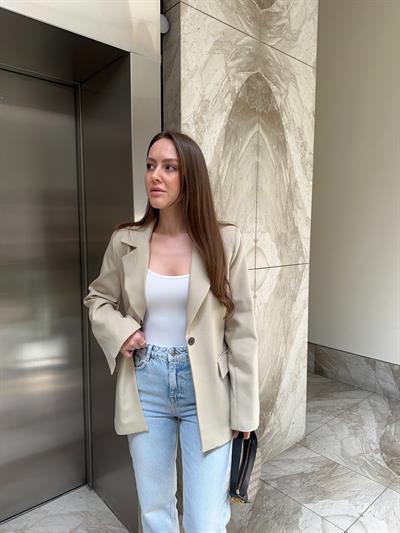 LECCO DAR KESİM OLİVE GREEN BLAZER