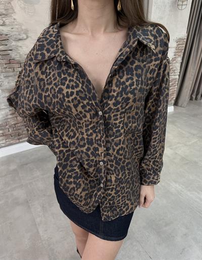 LEOPAR DESEN OVERSİZE GÖMLEK