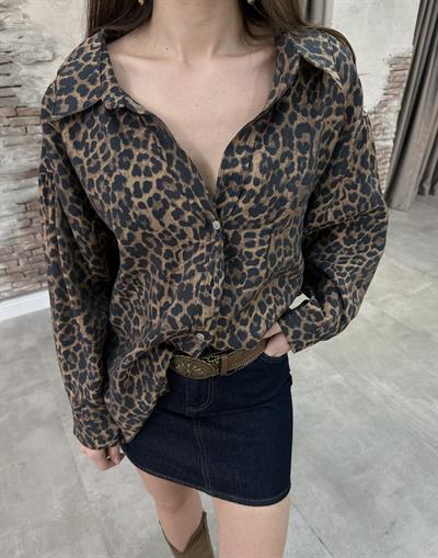 LEOPAR DESEN OVERSİZE GÖMLEK