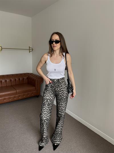 LEOPAR KESİK PAÇA WIDE LEG JEAN