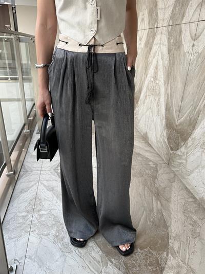 MARKA MODEL ANTRASİT SATEN TASARIM PANTOLON