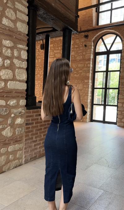 MARKA MODEL KALIN ASKILI DENİM ELBİSE