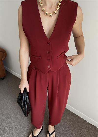 MARKA MODEL PREMIUM BORDO ŞALVAR PANTOLON