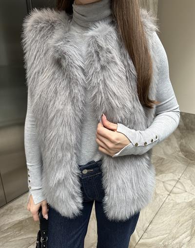 MARKA MODEL PREMIUM GRİ KÜRK YELEK