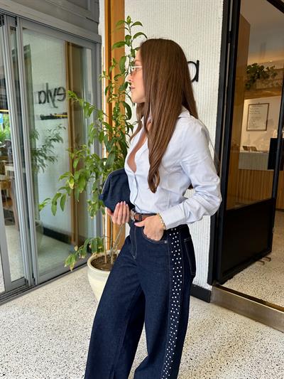 MARKA MODEL TAŞ DETAYLI DENİM JEAN