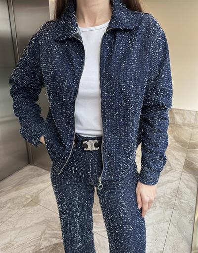 MARKA MODEL ZR FERMUARLI LACİVERT DENİM CEKET