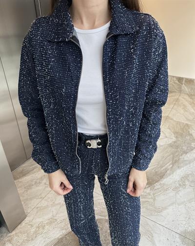 MARKA MODEL ZR FERMUARLI LACİVERT DENİM CEKET