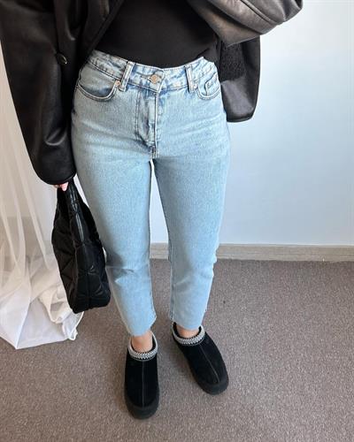 Orj Marka Buz Mavi Mom Fit Jean