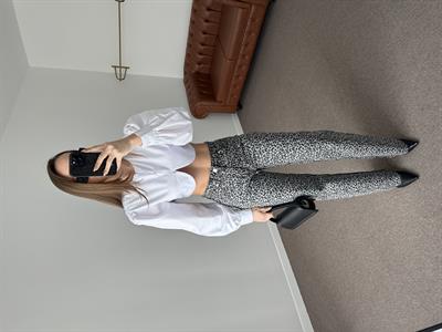 ORJ MARKA GRİ LEOPAR DESEN WİDE LEG JEAN