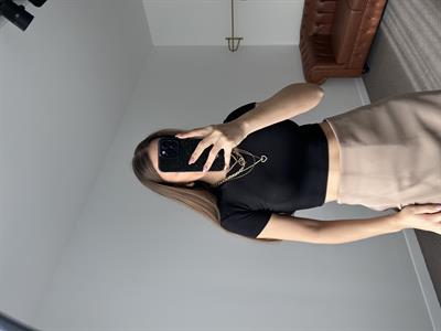 ORJ MARKA KISA KOL PAMUKLU SİYAH CROP