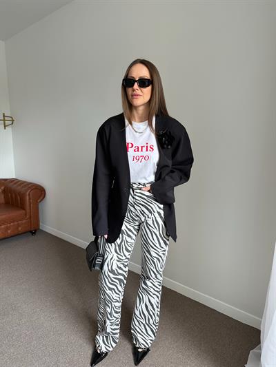 ORJ MARKA ZEBRA DESEN WİDE LEG JEAN