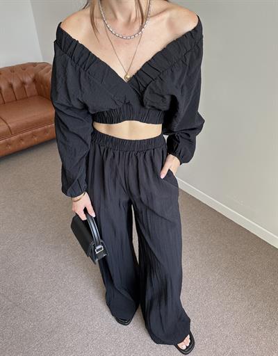 SİYAH CROP PANTOLON TAKIM