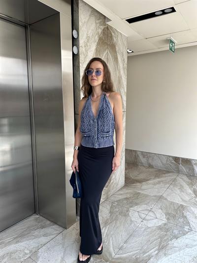 SOLUK EFEKTLİ V HALTER YAKA DÜĞMELİ YELEK