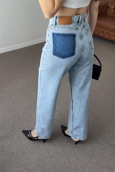 YÜKSEK BEL YIRTIK DETAYLI BAGGY JEAN