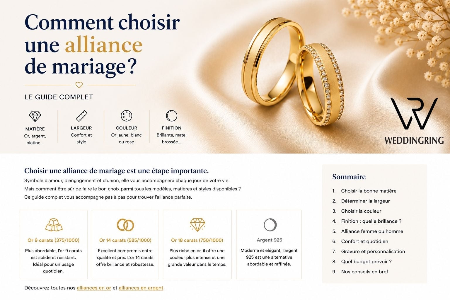 Alliance de mariage en or jaune pour femme et homme - Weddingring