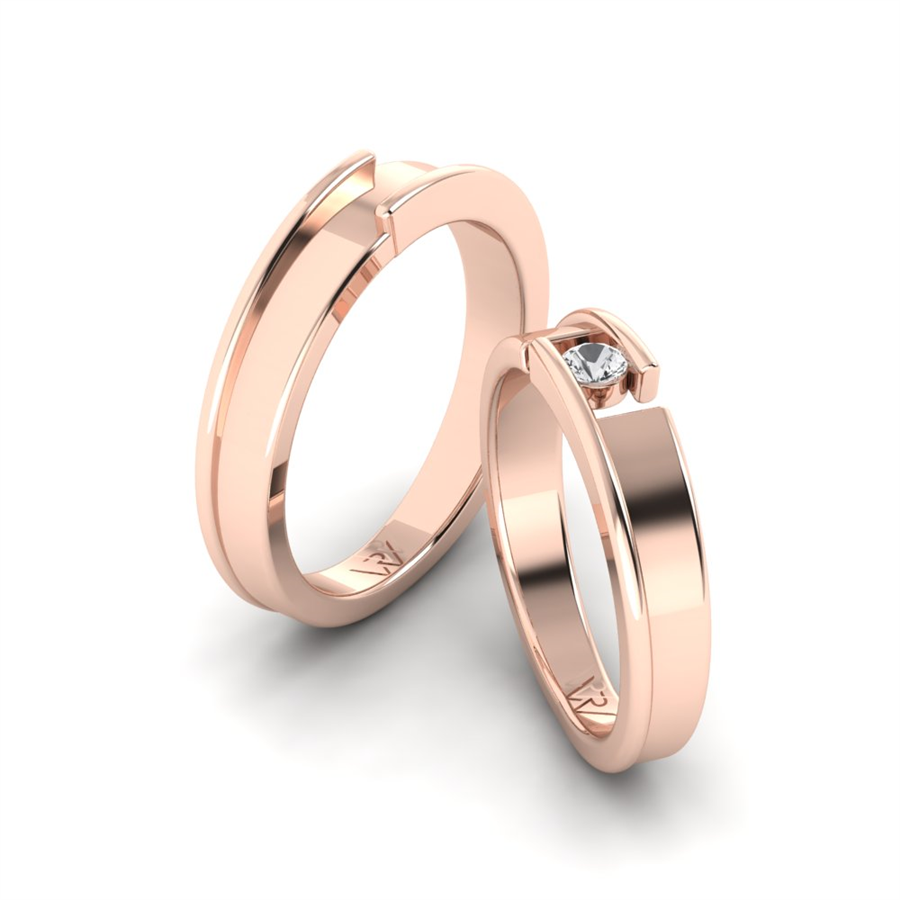 Alliances avec pierres Annecy Or Rose couple Oxyde de zirconium 0.30 ct