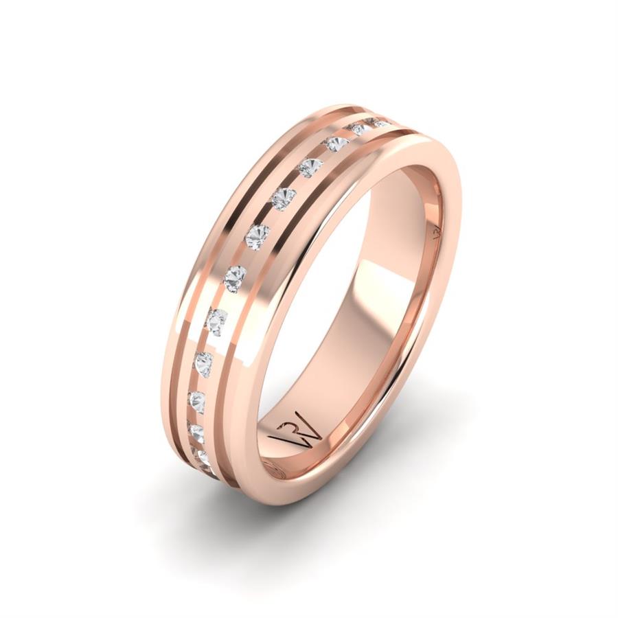 Alliances Avec Pierres Femme ÉQuilibre Or Rose