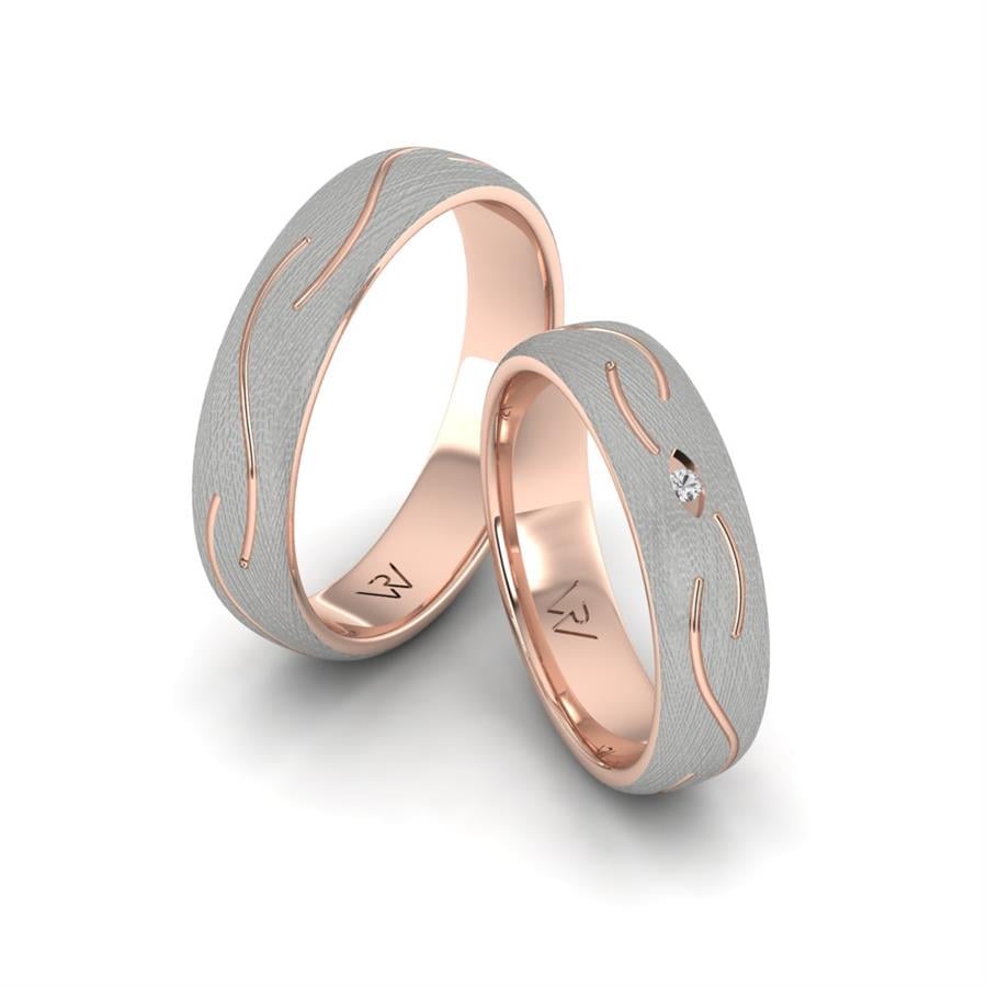 Alliances classiques Fire Or Rose Et Blanc