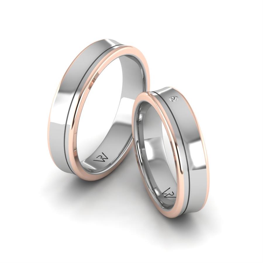 Alliances classiques Heavenly Gloss Or Blanc Et Rose