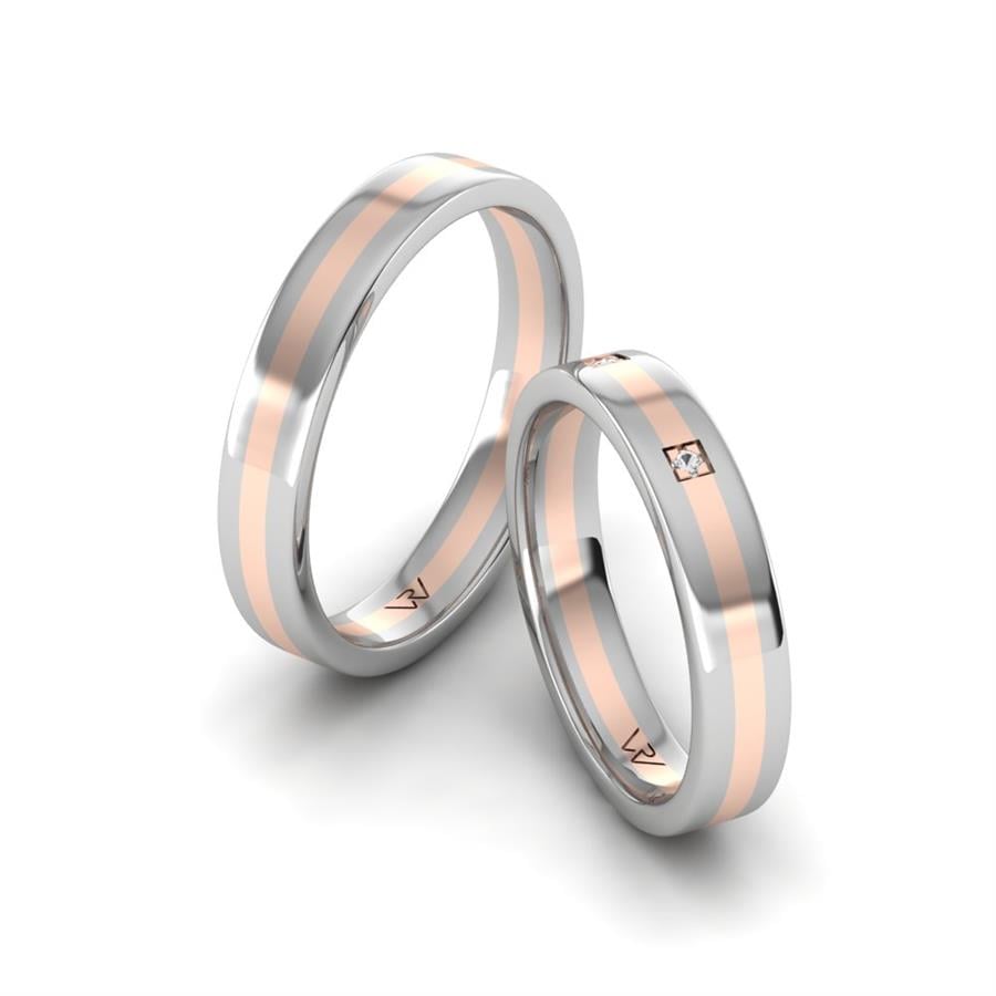 Alliances classiques Natural Alluring Or Rose Et Blanc