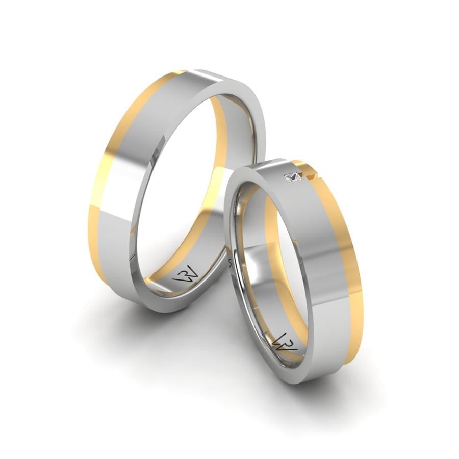 Alliances classiques Stirring Or Blanc Et Jaune
