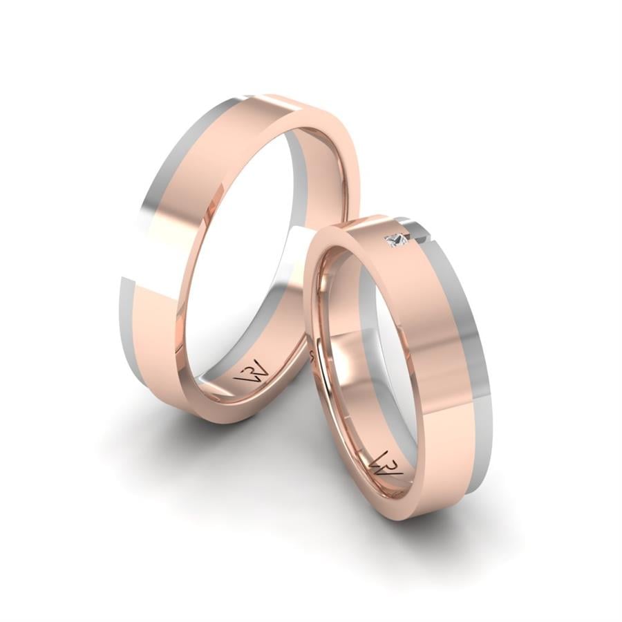 Alliances classiques Stirring Or Rose Et Blanc