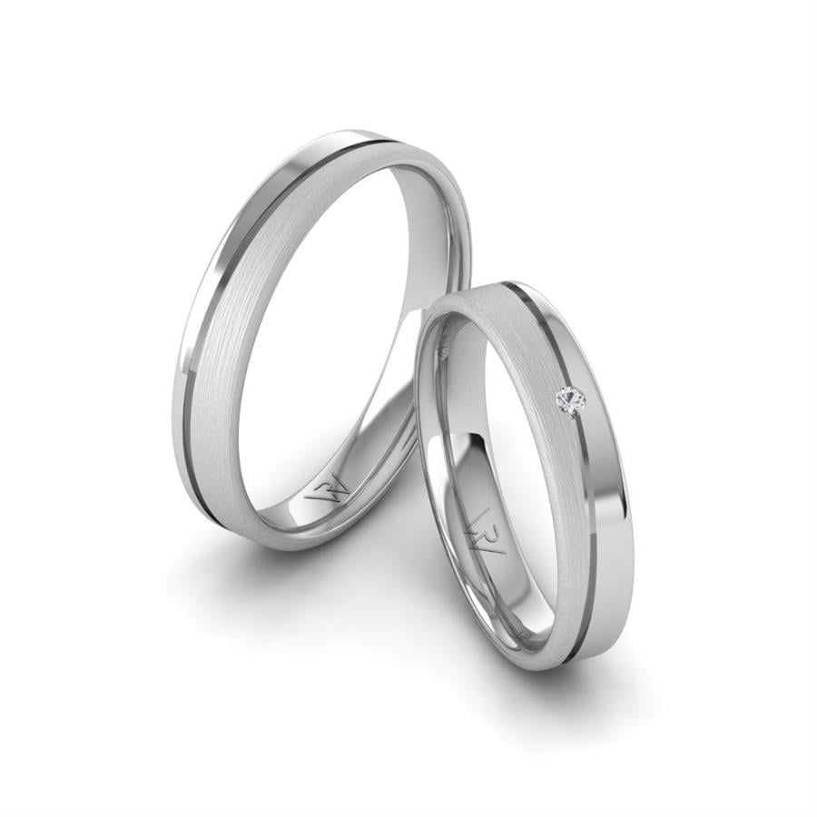 Alliances Couple en Platine Brillara Cristal de Swarovski