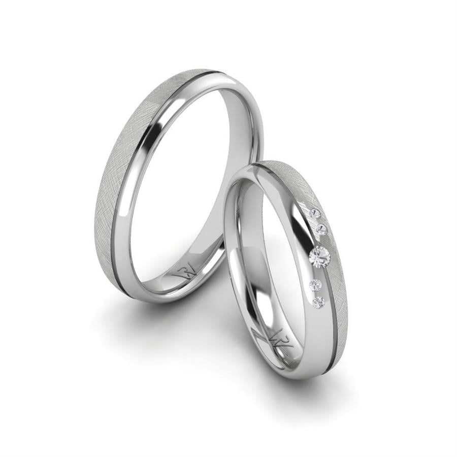 Alliances Couple en Platine Cherishcarve Cristal de Swarovski