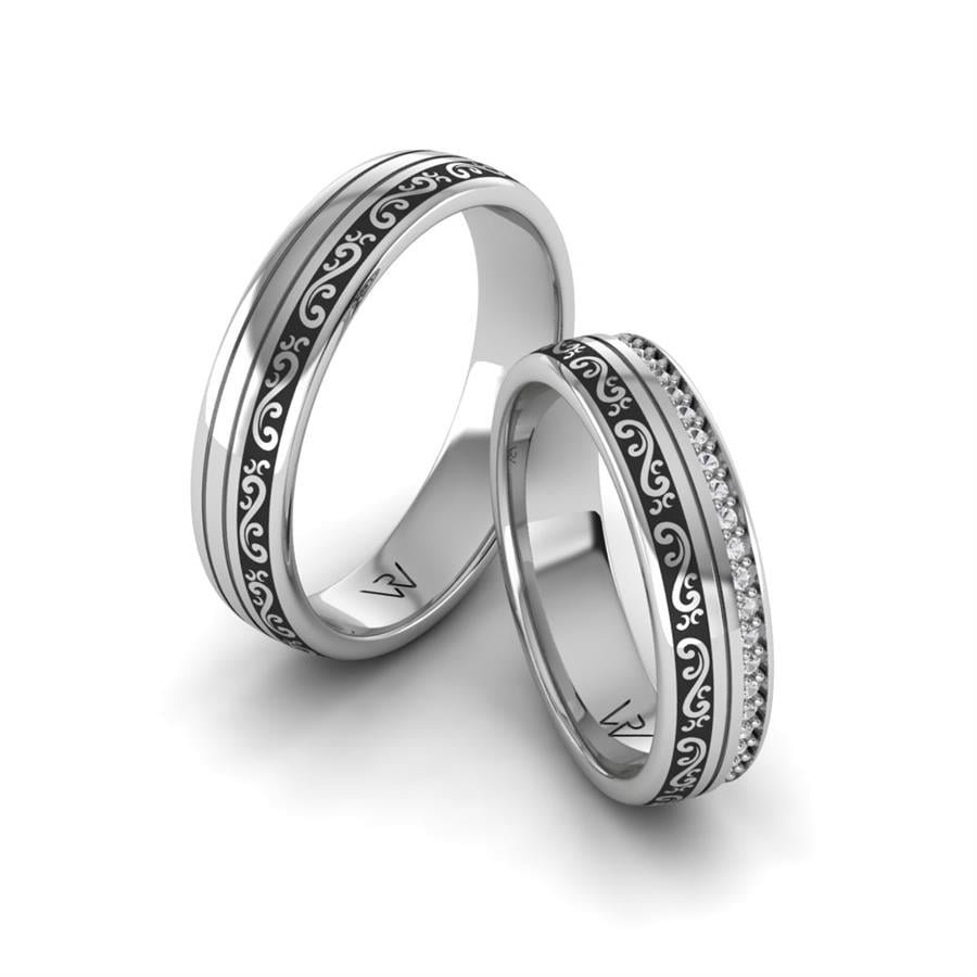 Alliances en argent couple Alluring Rule Argent
