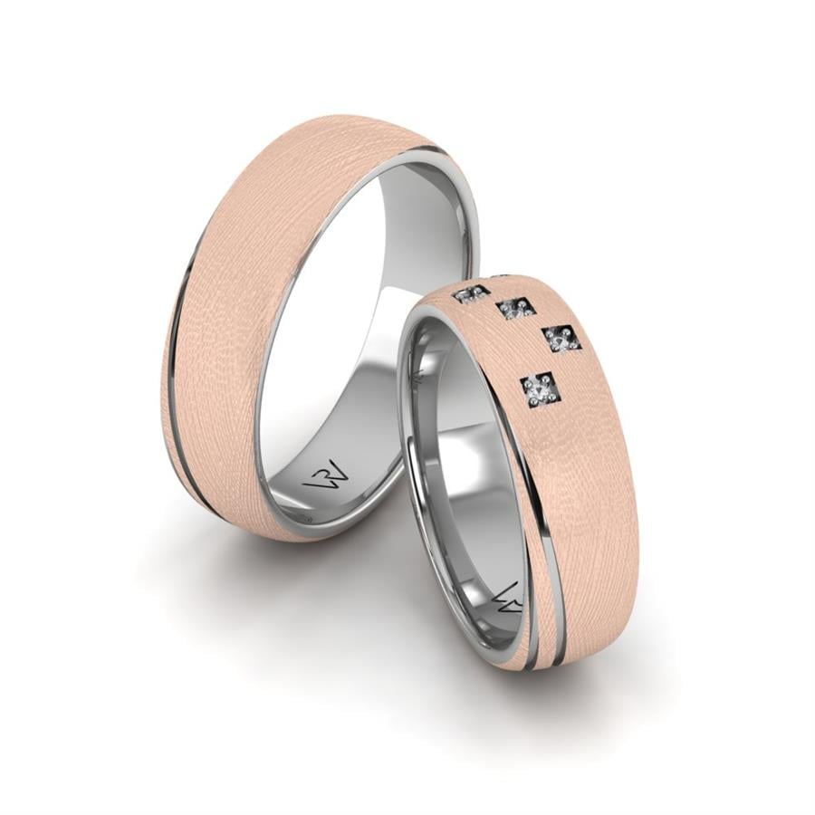 Alliances modernes Alluring Season Or Rose Et Blanc