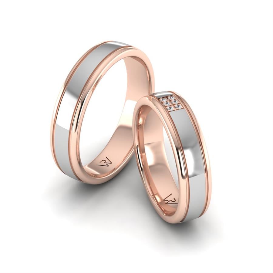 Alliances modernes Charming Choice Or Rose Et Blanc