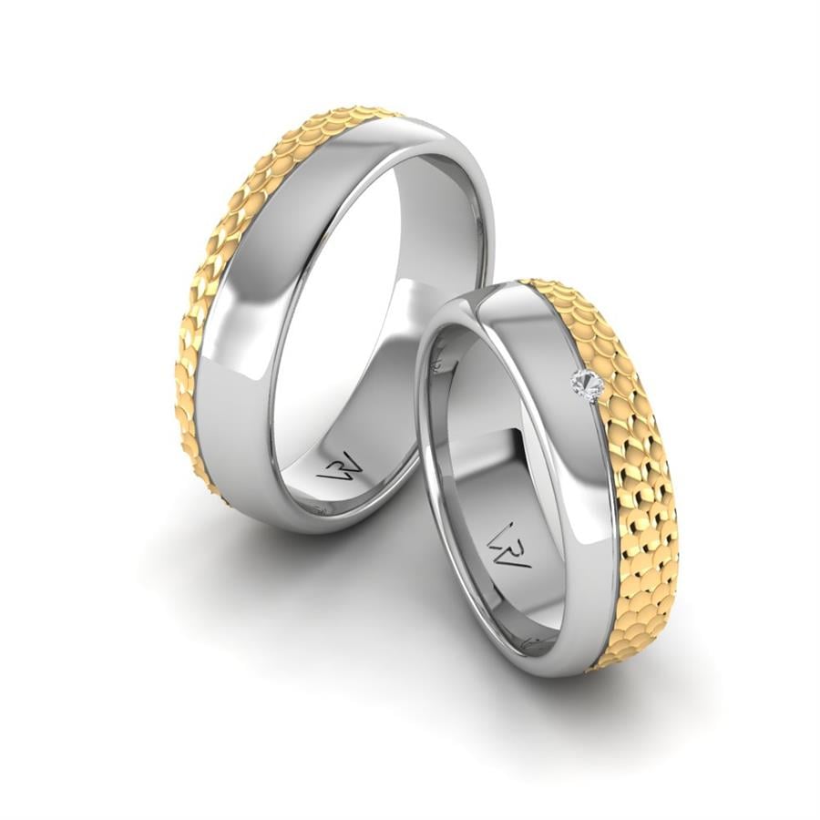 Alliances modernes Charming Cloud Or Blanc Et Jaune