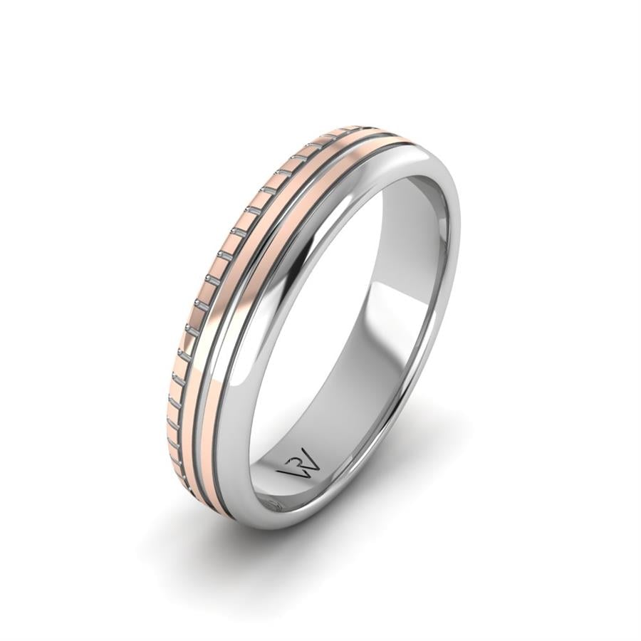 Alliances modernes homme Alluring World Or Blanc Et Rose