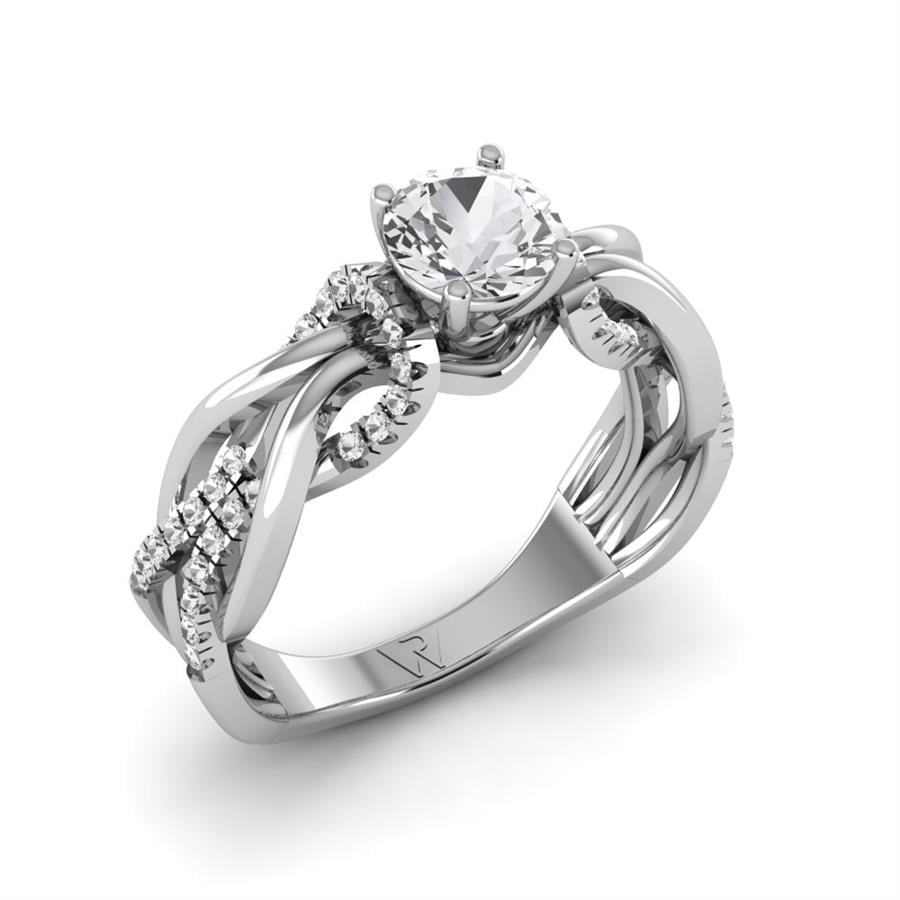 Bagues Lueur Argent Rhodié Blanc Diamant 0.80 ct
