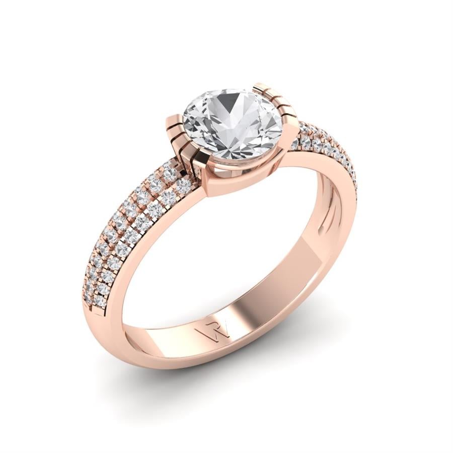 Bagues Nuance Argent Plaqué Or Rose Oxyde de zirconium 1 ct