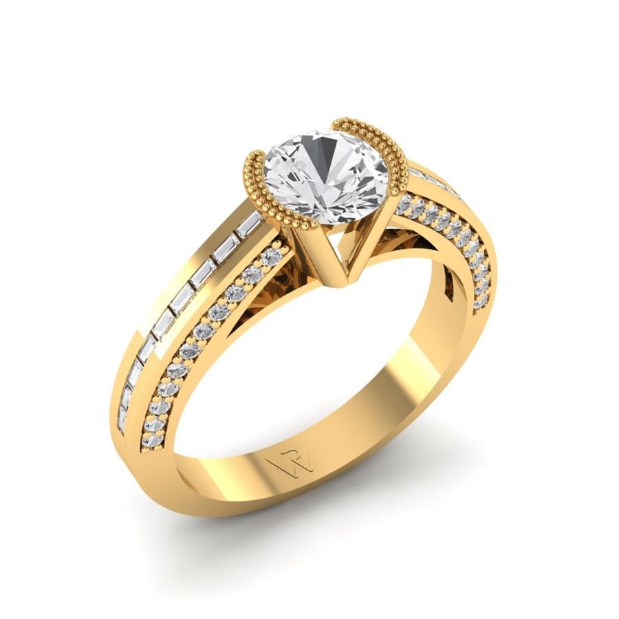 Bagues Soléya Argent Plaqué Or Jaune Diamant 1.2 ct