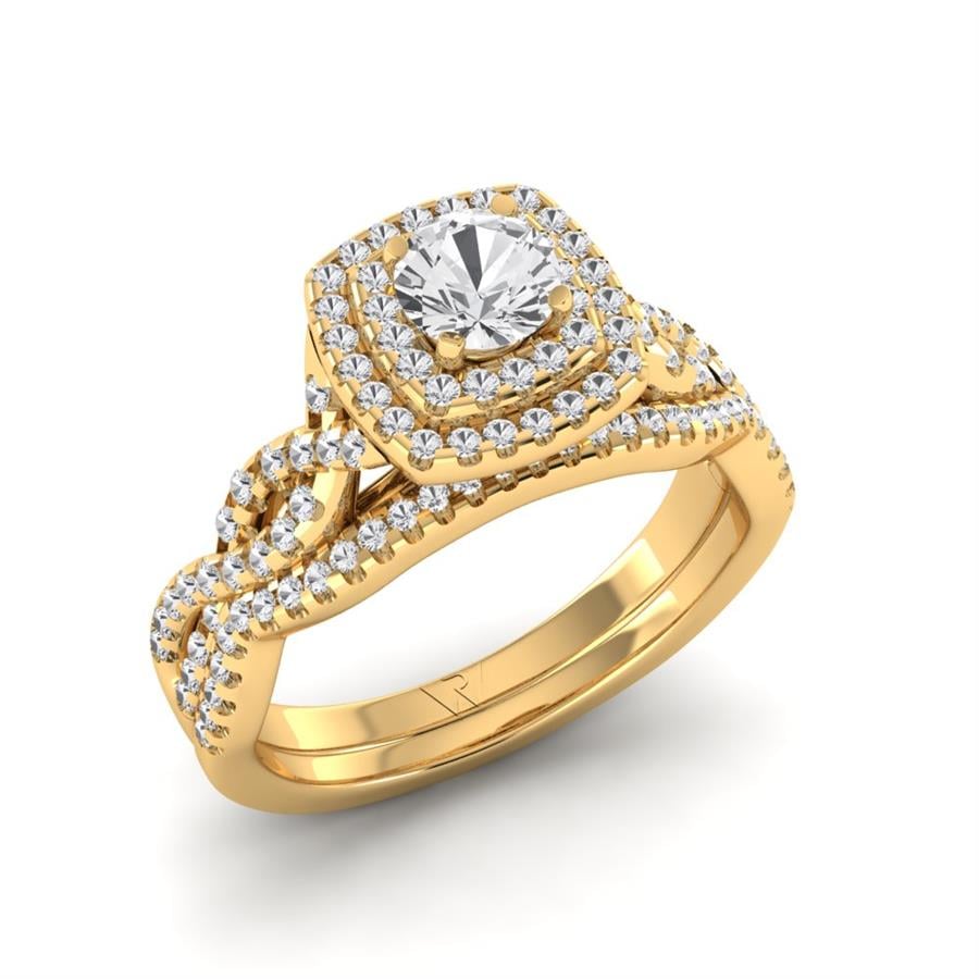 Solitaires Harmonie Argent Plaqué Or Jaune Oxyde de zirconium 1 ct