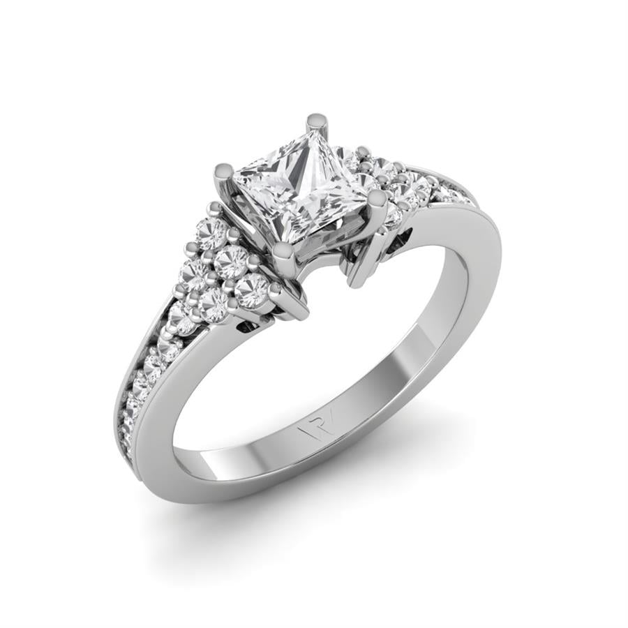 Solitaires Lys Argent Rhodié Blanc Oxyde de zirconium 1 ct