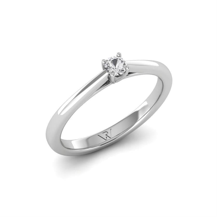 Solitaires Magnifique Or Blanc Argent Diamant 0.10 ct
