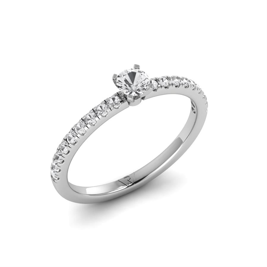 Solitaires Minik Argent Rhodié Blanc Oxyde de zirconium 0.45 ct