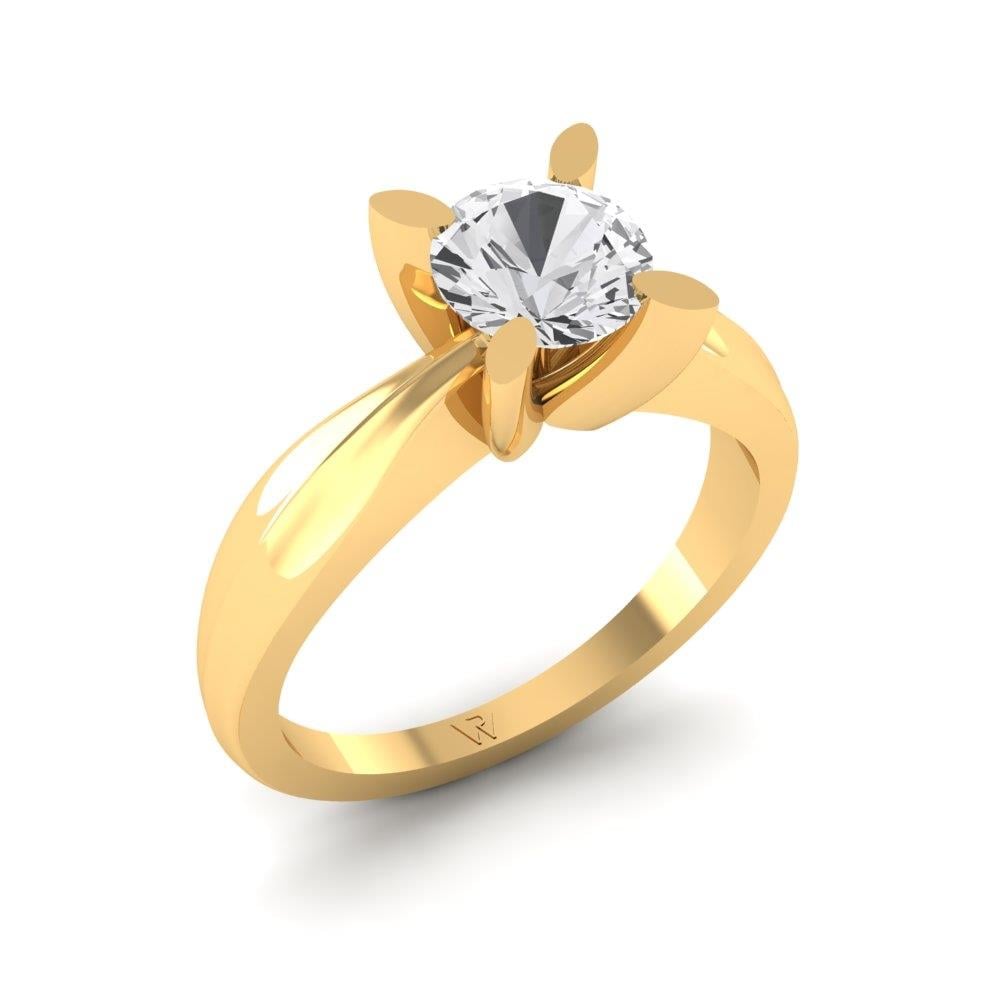 Solitaires Pétale Or Jaune Oxyde de zirconium 1 ct