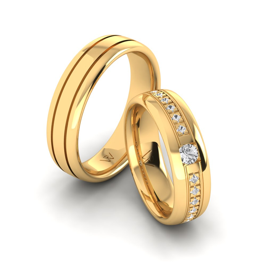 Alliances avec pierres Biarritz Or Jaune couple Diamant 0.30 ct