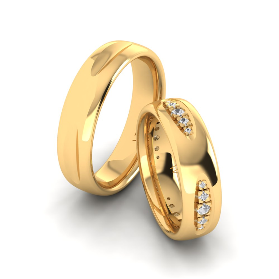 Alliances avec pierres Deauville Or Jaune couple Diamant 0.25 ct